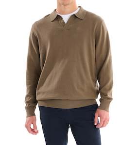 Joseph Cotton Knit Polo - Pecan Online 3 Wise Men NZ