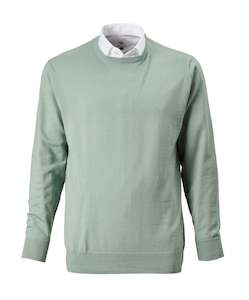 Menswear: Driver Crew Neck Merino Knit - Moss Online 3 Wise Men NZ