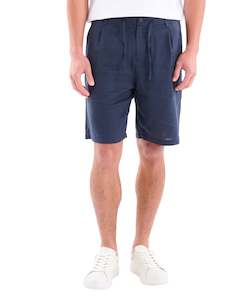 Cancun Linen Ramie Short - Navy Online 3 Wise Men NZ