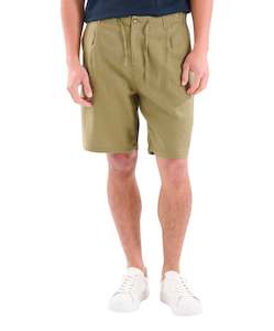 Cancun Linen Ramie Short - Army Green Online 3 Wise Men NZ