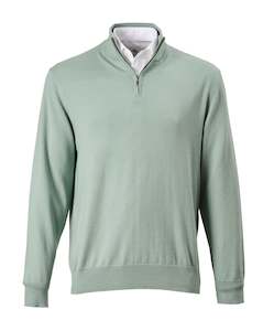 Harvey Zip Neck Merino Knit - Moss Online 3 Wise Men NZ