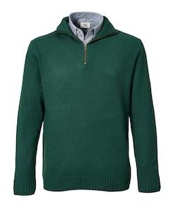 Louis Zip Neck Wool Knit - Green Online 3 Wise Men NZ