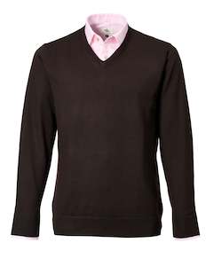 Fisher V Neck Merino Knit - Cocoa Online 3 Wise Men NZ