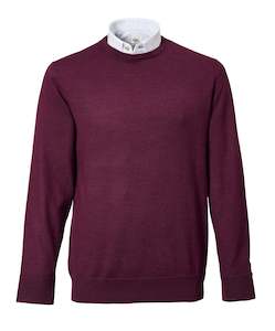 Driver Crew Neck Merino Knit - Eggplant Online 3 Wise Men NZ