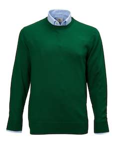 Driver Crew Neck Merino Knit - Green Online 3 Wise Men NZ