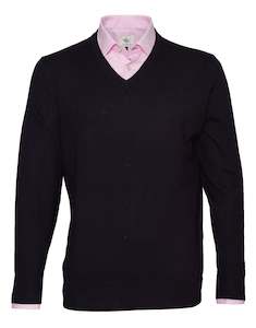 Fisher V Neck Merino Knit - Navy Online 3 Wise Men NZ