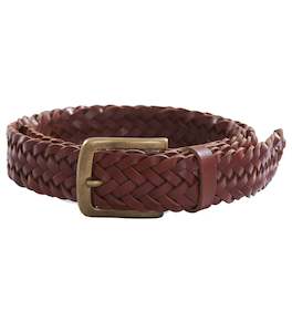 Plaited Leather Belt - Tan Online 3 Wise Men NZ