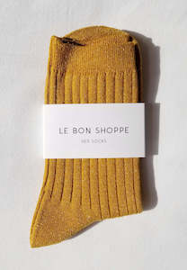 Le Bon - Her Socks Lurex Mustard Glitter