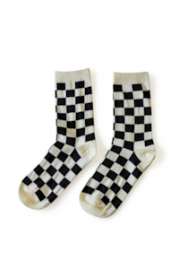 Kathryn Wilson - Check Socks Cream/Black