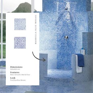 MARBELLA Blue Porcelain Pool Mosaic