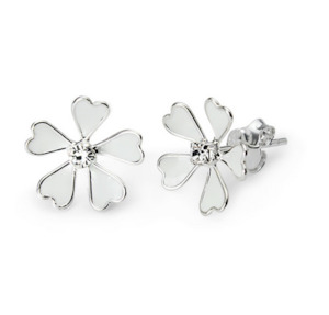 WHITE PRIMROSE FLOWER STUD EARRINGS 925.co.nz