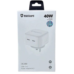 Telephone including mobile phone: Maxguard Type C (x2 ports) Power Adapter Wall Plug (NZ / AUS)