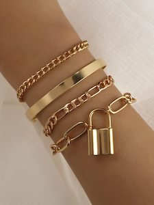 Clothing: "Hailey" 4pc Lock Charm Bracelet