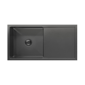 Building supplies: Jai Kitchen Sink Single 880mm - Brushed Gunmetal (Overflow)