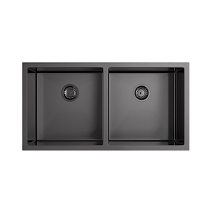 Building supplies: Zalo - Kitchen Sink Double 855mm - Brushed Gunmetal (Overflow)