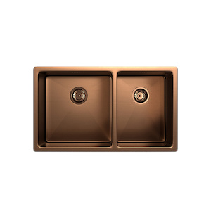 Vita - Kitchen Sink Double 760mm - Brushed Copper (Overflow)