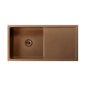 Jai Kitchen Sink Single 880mm - Brushed Copper (Overflow)