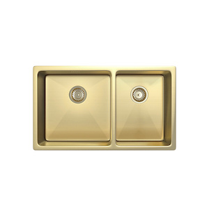 Vita - Kitchen Sink Double 760mm - Brushed Brass (Overflow)