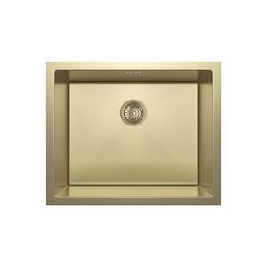 Seba – Overflow Sink 550mm (250 Deep) – Brushed Brass w Racks