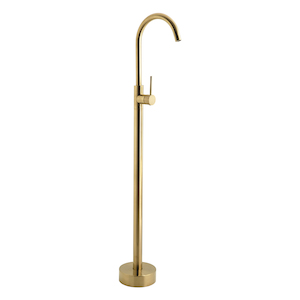 Elysian Floor Mounted Basin/Bath Filler with Mixer - Brushed Brass