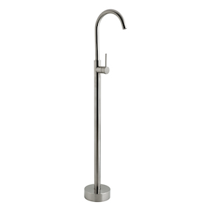 Elysian Floor Mounted Basin/Bath Filler with Mixer - Brushed Nickel