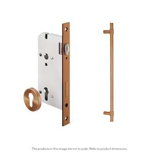 Modi Adjustable Entry Door Pull & Lock Set 600mm - Brushed Copper