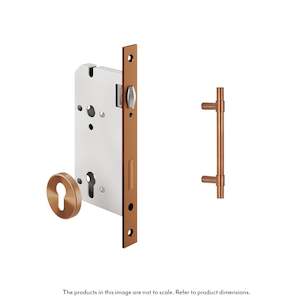 Modi Adjustable Entry Door Pull & Lock Set 300mm - Brushed Copper