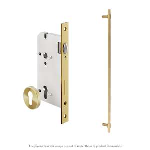 Modi Adjustable Entry Door Pull & Lock Set 900mm - Brushed Brass