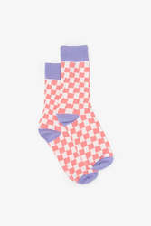 Pink Check Socks