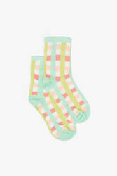 Mint Check Socks