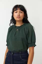 Womenswear: Sheer Check Top in Forest