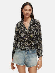 Dandelion Contrast Ruffle Blouse