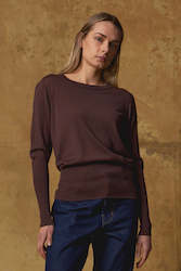 Merino Long Rib Sweater in Grape