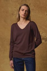 Merino V Neck Slouchy in Grape