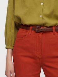 Womenswear: Leather Belt with Buckle Lined in Olive, Brown or Creme