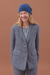 Folk Houndstooth Blazer in Blue