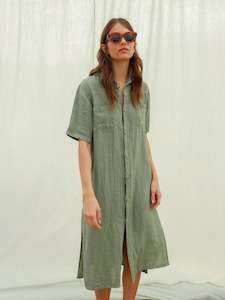 Shirt Dress in Basil