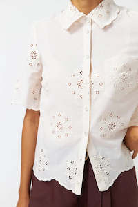 Broderie Shirt in Chalk or Black