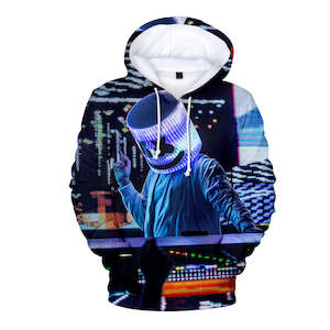 Fortnite DJ Marshmello Hoodie 3D Print Drawstring Sweatshirt Pullover Cosplay Youth Jumper