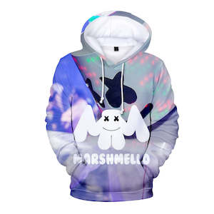 Fortnite DJ Marshmello Hoodie 3D Print Drawstring Sweatshirt Pullover Cosplay Youth Jumper