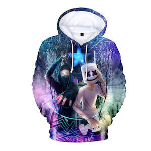 Fortnite DJ Marshmello Hoodie 3D Print Drawstring Sweatshirt Pullover Cosplay Youth Jumper