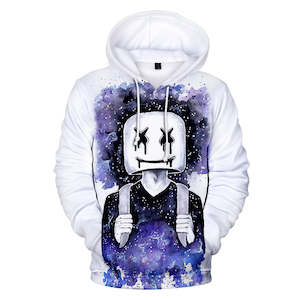 Fortnite DJ Marshmello Hoodie 3D Print Drawstring Sweatshirt Pullover Cosplay Youth Jumper