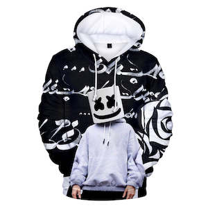 Fortnite DJ Marshmello Hoodie 3D Print Drawstring Sweatshirt Pullover Cosplay Youth Jumper