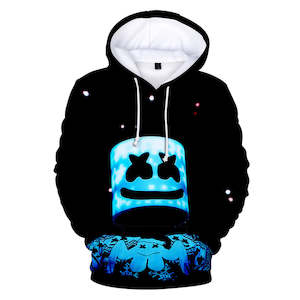 Fortnite DJ Marshmello Hoodie 3D Print Drawstring Sweatshirt Pullover Cosplay Youth Jumper