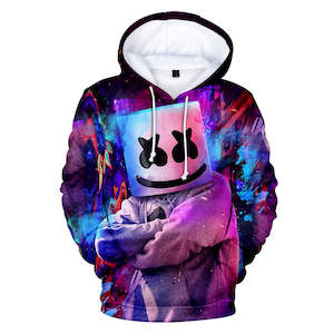 Fortnite DJ Marshmello Hoodie 3D Print Drawstring Sweatshirt Pullover Cosplay Youth Jumper