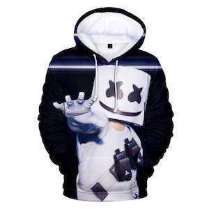 Fortnite DJ Marshmello Hoodie 3D Print Drawstring Sweatshirt Pullover Cosplay Youth Jumper