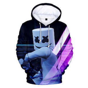 Fortnite DJ Marshmello Hoodie 3D Print Drawstring Sweatshirt Pullover Cosplay Youth Jumper