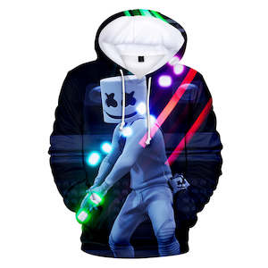 Fortnite DJ Marshmello Hoodie 3D Print Drawstring Sweatshirt Pullover Cosplay Youth Jumper