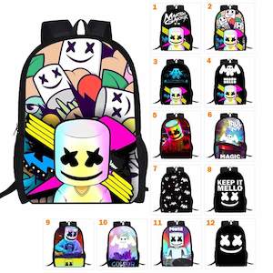 Black DJ Marshmello Casual Backpack Oxford School Bags