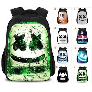 Black DJ Marshmello Casual Backpack Oxford School Bags